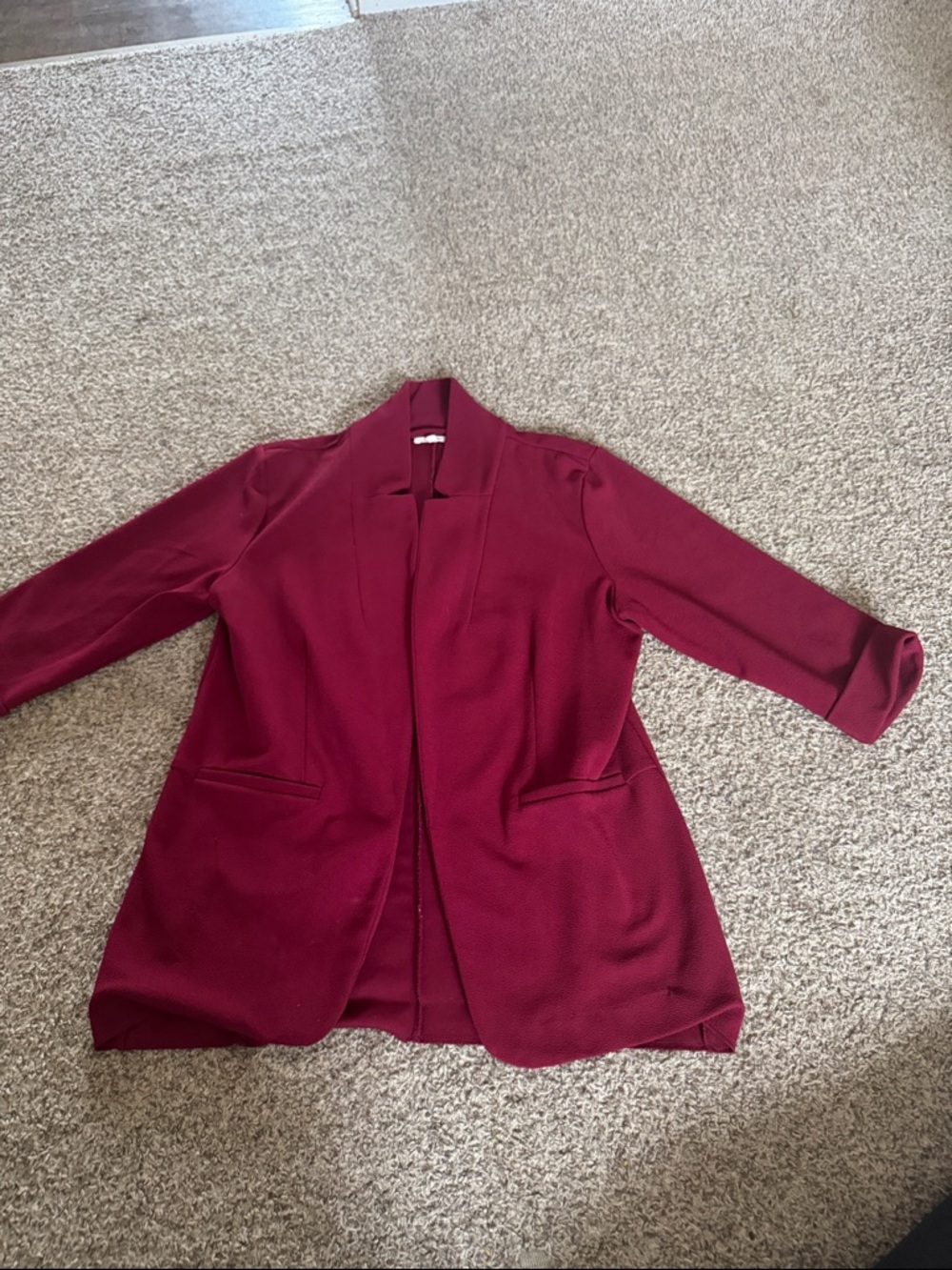 Maurices Open-Front Burgundy Blazer Jacket